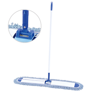 Tamaño a 4 de color de algodón de cabeza plana trapeador con mango - Product Image 2