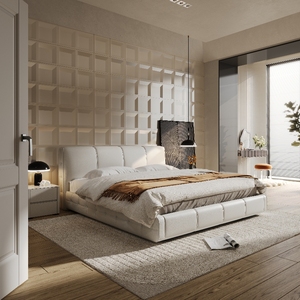 Yisi Modern King Double Size <strong>Pine</strong> Wood <strong>Frames</strong> Genuine Leather Upholstered Box Spring <strong>Bed</strong> with Stainless Steel for Bedroom Set - Product Image 4