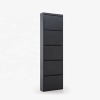 Mueble Zapatero Popular de 5 Puertas para el Hogar, Diseño para Recibidor, Estantes de Exhibición
