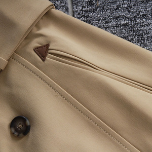 2022 Tongrui longue <span class=keywords><strong>droite</strong></span> kaki décontracté coton plissé femmes Vintage <span class=keywords><strong>jupe</strong></span> mi-longue - Product Image 3