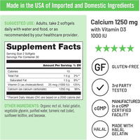 Complément alimentaire de haute qualité à base d'INGRÉDIENTS NATURELS, marque privée, vitamine D et CALCIUM, soutient la santé immunitaire et osseuse, en gélules molles.