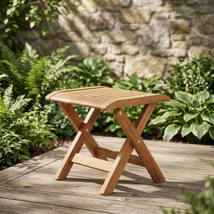 Table d'appoint carrée pliable en bois massif durable, pieds en X, design rustique moderne, écologique, imperméable, pour l'intérieur et l'extérieur - Product Image 3