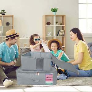 600D Oxford Foldable Storage Organizer Heavy Duty Durable <b>Plastic</b> PC Container <b>Bins</b> PVC Window Wardrobe Organizer Clothes - Product Image 4