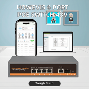 HoweVis OEM Conmutador POE de 6 puertos No administrado 48V Activo IEEE802.3 AF/AT para cámaras IP Conmutadores PoE 802.3at Conmutadores de red - Product Image 2