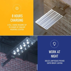 Lampione Solare LED Tutto in Uno da 300W con Sensore di Movimento, Impermeabile IP65, per <span class=keywords><strong>Illuminazione</strong></span> <span class=keywords><strong>Stradale</strong></span> - Product Image 2