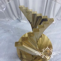 Table à gâteau Occasions Furniture, moderne, en acier inoxydable doré, plateau en verre transparent, 90x75CM, ronde, pour mariage