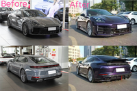 Kit carrosserie en fibre de carbone style AE pour Porsche Panamera 976 : lèvre avant, jupes latérales, diffuseur arrière, spoiler