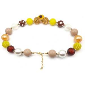 Cute Girls Chunky Bubblegum Beaded collar pulsera conjunto amarillo girasol colgante collar joyería conjunto - Product Image 3