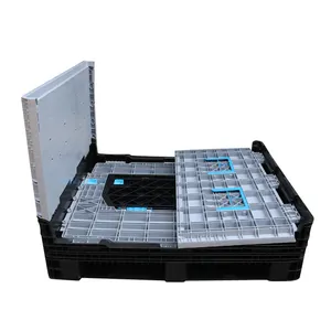 Tham Gia 610L Ráp Xe Nâng Pallet Crate Ráp Container Lớn Số Lượng Lớn Container Nhựa Có Thể Gập Lại Pallet Box