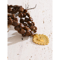 Collier pendentif cœur en acier inoxydable XY 3090, bijoux fantaisie tendance, perles acryliques superposées, chaîne faite à la main, pour l'hiver