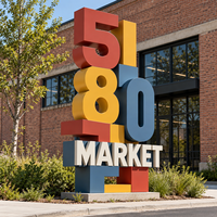 Enseigne lumineuse LED 3D personnalisée en acier inoxydable, sculpture décorative étanche pour publicité extérieure d'entreprises, centres commerciaux et parcs