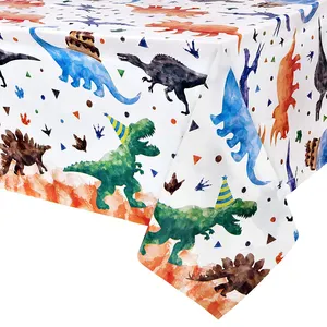 水彩恐龙印花长方形塑料一次性生日派对桌布儿童男童迪诺主题派对装饰