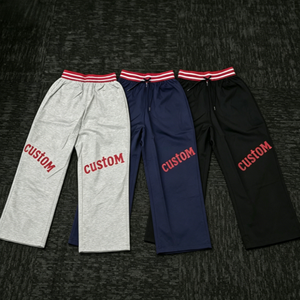 Ensemble de survêtements pour hommes personnalisés, taille élastique avec cordon de serrage, style décontracté d'automne, tissu respirant 100% coton, gris et marine - Product Image 4