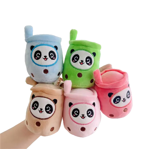 Llavero personalizado de oso Panda Boba, vaso de té de leche de peluche, Animal de peluche, Boba