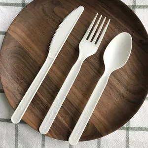CPLA Factory Wholesale 100% Biodegradable PLA Spoon Disposable Cutlery Set Spoon Fork Knife Kit