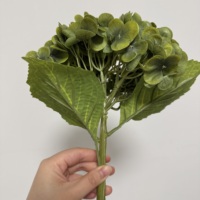 Hydrangea artificielle de haute qualité au toucher réel, grande fleur d'hortensia de luxe en latex, fleurs vert foncé pour la maison et les mariages, par Dalian Chermy