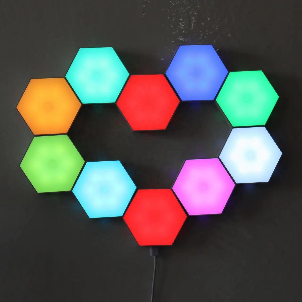 3D Hexagon Lights Gaming RGB Led Hex Light Panels Hexagonal Smart Wall Lights Sync to Music for Room Bar Decor Gaming Room