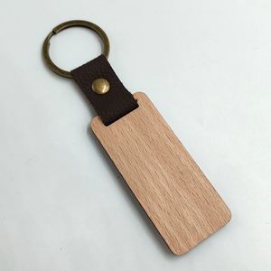 Custom Leather Wood <b>Key</b> Chain Rectangle Wood Laser Blanks <b>Key</b> <b>Ring</b> DIY Wooden Keychains for Souvenir Gift - Product Image 3