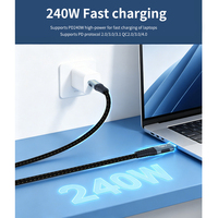 Cable Thunderbolt 5 Tipo C de Ángulo Recto de 80 Gbps con Carga Rápida de 240 W y Revestimiento de TPE para Computadora