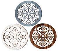 Décoration murale ronde rustique épaisse et durable en 3 pièces pour salon, chambre, maison, intérieur, extérieur, bureau