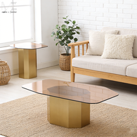 Ensemble de tables basses gigognes en marbre avec base en métal nordique, table basse de service, table centrale, mobilier de salon de luxe