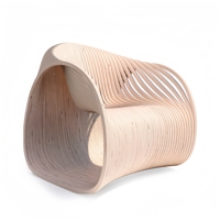 Fauteuil de salon sculptural en bois brun foncé pour salon, hall d'hôtel, espace commercial artistique