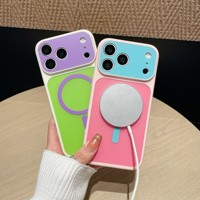 Coque de téléphone magnétique bicolore en gros pour iPhone 13 15 16 17 18 Pro Max, avec bord texturé en TPU et découpe large pour appareil photo