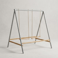 [En stock] Perchoir d'entraînement en bois pour oiseaux avec cadre en métal en forme de A et balançoire pour perroquets