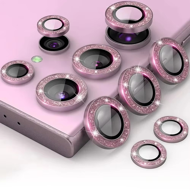 Bling Glitter Camera Glass Protector Metal Lens Rings  Alloy Frame Protective for Samsung Galaxy A55/54/34/14/35/S25/24/23