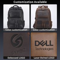 Vintage Cowhide Laptop Computer Large Capacity USB Crazy Horse Cow Bags Men Custom Business Travel Genuine Leather Backpack