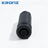 Connecteurs circulaires industriels étanches IP67 KRONZ tout plastique M12 à 4 broches, codage A, assemblage faisable sur site, femelle PG9