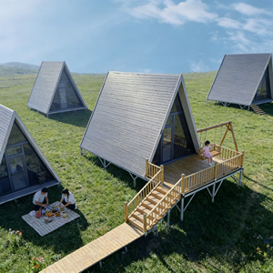 Cabañ<span class=keywords><strong>a</strong></span> Prefabricada Tipo <span class=keywords><strong>A</strong></span> con Aislamiento para Glamping o Airbnb, Solución para Proyectos <span class=keywords><strong>de</strong></span> Montañ<span class=keywords><strong>a</strong></span> y <span class=keywords><strong>Playa</strong></span> y Uso Comercial - Product Image 1