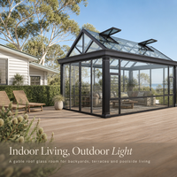 Véranda en verre à toit en pente, serre en aluminium, maison de jardin, solarium, taille personnalisée pour cour arrière, terrasse, patio