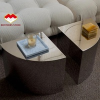 Plateau de service carré en marbre bleu quartz, 2 pièces, empilable, en pierre naturelle, plateau décoratif pour salle de bain et table basse