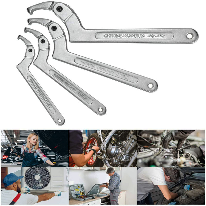 Chrome Vanadium C Spanner Tool Adjustable Hook Wrench Square Head 51-121 Mm - View #5