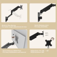 Support mural pour moniteur réglable en hauteur de 15 à 32 pouces en acier et plastique avec fonction pivotante