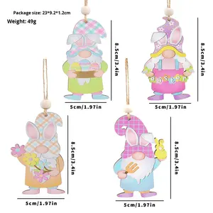 Nuovo Prodotto Decorazioni Pasquali 8 <span class=keywords><strong>Pezzi</strong></span>/Scatola Uova di Pasqua Simpatici Elfi Senza Volto Pendenti in Legno - Product Image 6