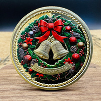 Pièce commémorative de Noël transfrontalière personnalisée, plaquée or et argent, colorée, bicolore, ronde, en relief