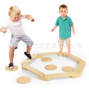 Planche d'équilibre en bois massif, forme géométrique, couleur naturelle, jouet Montessori, structure de jeu intérieure, équipement d'exercice pour enfants - Product Image 2