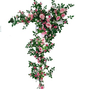 Guirlandes de roses artificielles en soie pour décoration murale, idéales pour balcon et dissimulation de tuyaux - Product Image 5