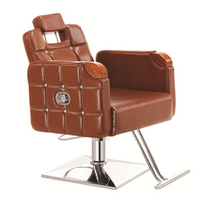 Chaise de salon de beauté en cuir synthétique noir avec base chromée Appui-tête inclinable durable pour la coupe de cheveux Tatouage des sourcils - Product Image 5