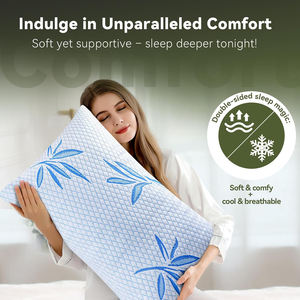 Oreiller cervical King Size en mousse à mémoire de forme déchiquetée, rafraîchissant, en fibre de bambou, réglable, doux et ferme, avec gel, pour dormeurs sur le côté, le dos et le ventre - Product Image 4