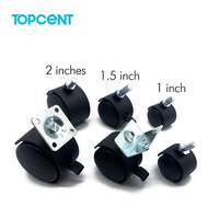 Roulettes en nylon TOPCENT pour chaises de mobilier, 1,5/2 pouces, 30mm, 40mm, 50mm, roulettes en plastique pour vente en gros