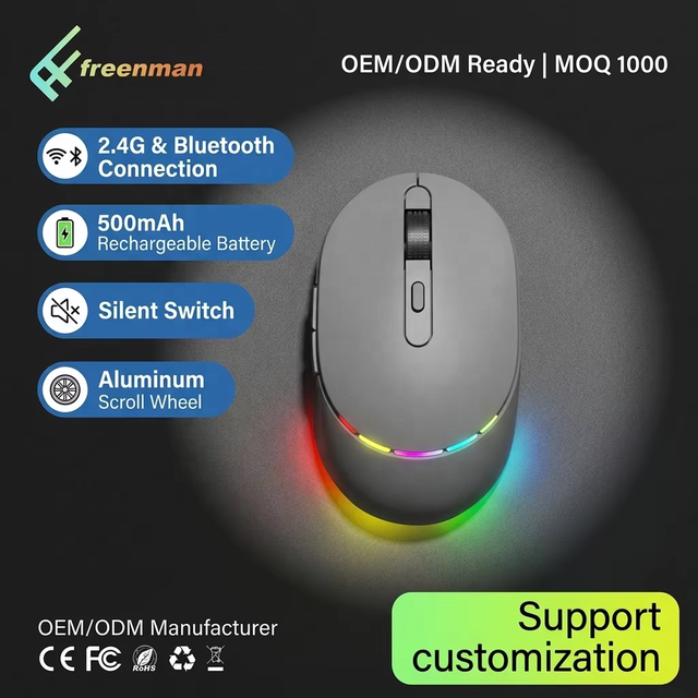 OEM ODM Professional Manufacturer Rechargeable Dual Mode Slim Business  Wireless Mouse  2.4G Office Mice Custom Logo