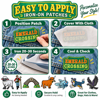 Patch brodé thermocollant ou à coudre en fer pour la vente en gros, motifs Ferme, Mouton, Vache des Highlands, Chien, Berger, Oiseau, Campagne