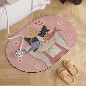Alfombra de Baño XJD Ovalada de Tierra de Diatomeas Antideslizante con Diseño de Gatito de Dibujos Animados para Baño, Cocina, Restaurante, Entrada - Product Image 4