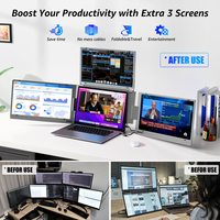 Large Screen Triple Monitor Kit - 3x15.6" Portable Displays for Multitasking