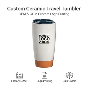 Tazza da viaggio in ceramica con coperchio isolato, riutilizzabile su misura, - Product Image 1