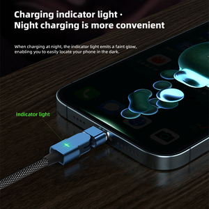 Cable de Datos USB C Magnético con Rotación de 180 Grados, Trenzado de Nailon, Carga Rápida de 5A PD27W PD100W para Teléfono Móvil - Product Image 5