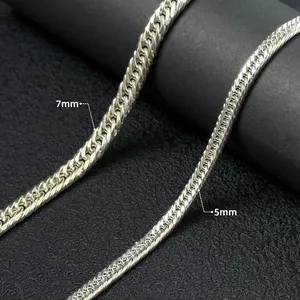 Cadena de Plata de Ley 925 para Hombre, Venta al por Mayor de Fábrica, Cadena Cubana de 5/7mm, Chapada en Oro de 18k, Joyería Fina para Regalo de Fiesta - Product Image 5